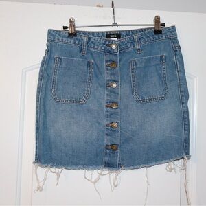 BDG Frayed Hem Blue Denim Mini Skirt